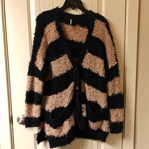 Free people black and tan cardigan sweater